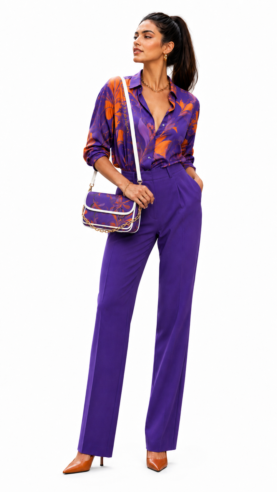 Rich & Rich Purple Passion Botanical Flap Shoulder Handbag