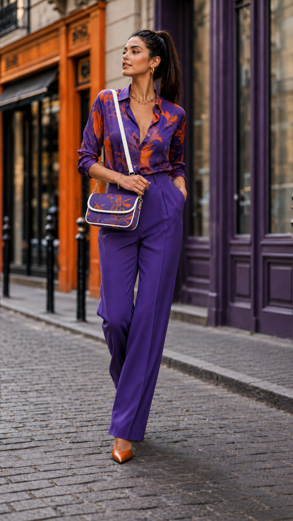 Rich & Rich Purple Passion Botanical Flap Shoulder Handbag