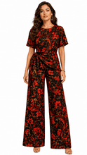 Load image into Gallery viewer, Rich &amp; Rich Women's Red Black and Gold Swirl Side-Tie Top &amp; Wide-Leg Pants Set - Rich and Rich Homeopportunities
