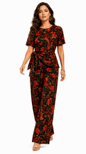 Load image into Gallery viewer, Rich &amp; Rich Women's Red Black and Gold Swirl Side-Tie Top &amp; Wide-Leg Pants Set - Rich and Rich Homeopportunities
