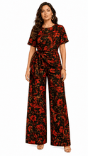 Load image into Gallery viewer, Rich &amp; Rich Women's Red Black and Gold Swirl Side-Tie Top &amp; Wide-Leg Pants Set - Rich and Rich Homeopportunities
