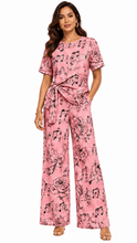 Load image into Gallery viewer, Rich &amp; Rich Women's Pink Music Roses Side-Tie Top &amp; Wide-Leg Pants Set - Rich and Rich Homeopportunities
