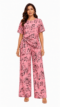 Load image into Gallery viewer, Rich &amp; Rich Women's Pink Music Roses Side-Tie Top &amp; Wide-Leg Pants Set - Rich and Rich Homeopportunities

