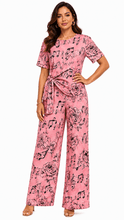 Load image into Gallery viewer, Rich &amp; Rich Women's Pink Music Roses Side-Tie Top &amp; Wide-Leg Pants Set - Rich and Rich Homeopportunities
