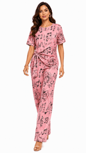 Load image into Gallery viewer, Rich &amp; Rich Women's Pink Music Roses Side-Tie Top &amp; Wide-Leg Pants Set - Rich and Rich Homeopportunities
