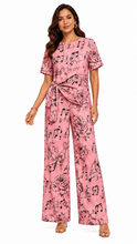 Load image into Gallery viewer, Rich &amp; Rich Women's Pink Music Roses Side-Tie Top &amp; Wide-Leg Pants Set - Rich and Rich Homeopportunities
