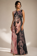 Rich & Rich Women's Rose Goddess Portrait Sleeveless Maxi Dress with Pockets