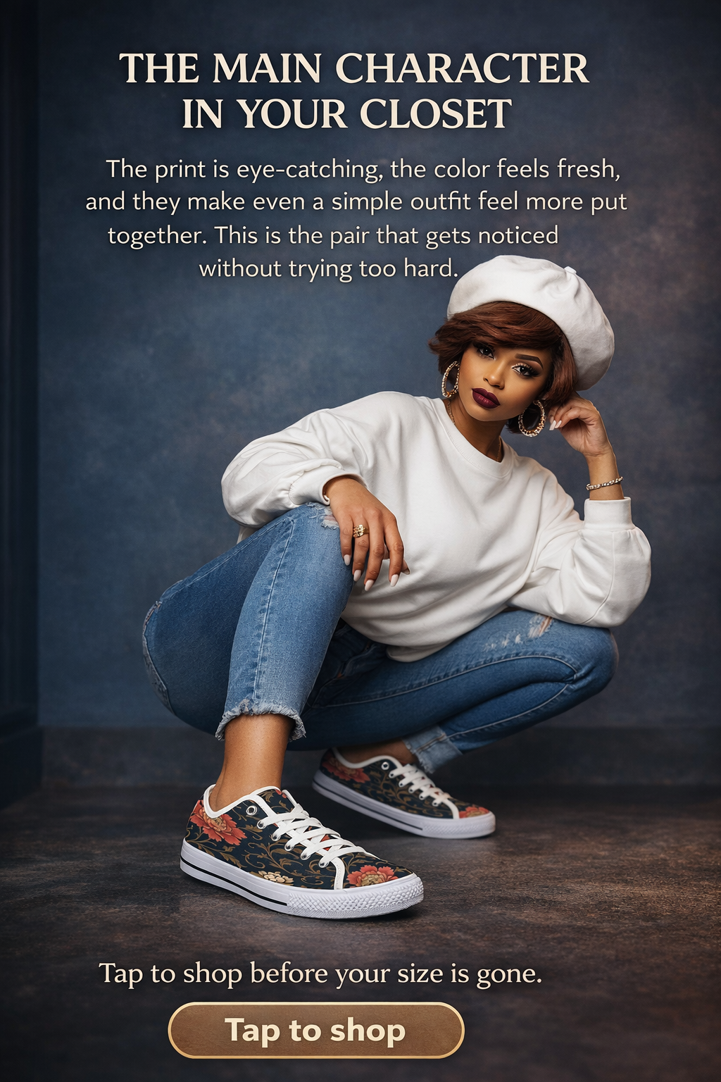 Rich and Rich Blue Floral Seattle Low Top Women's Sneakers with vibrant floral pattern