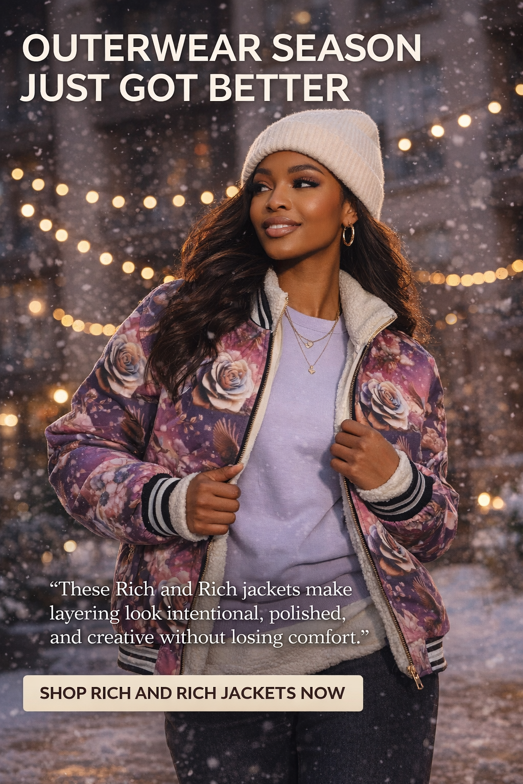 Rich and Rich Flowery Abstract Women's Designer Bomber Jacket