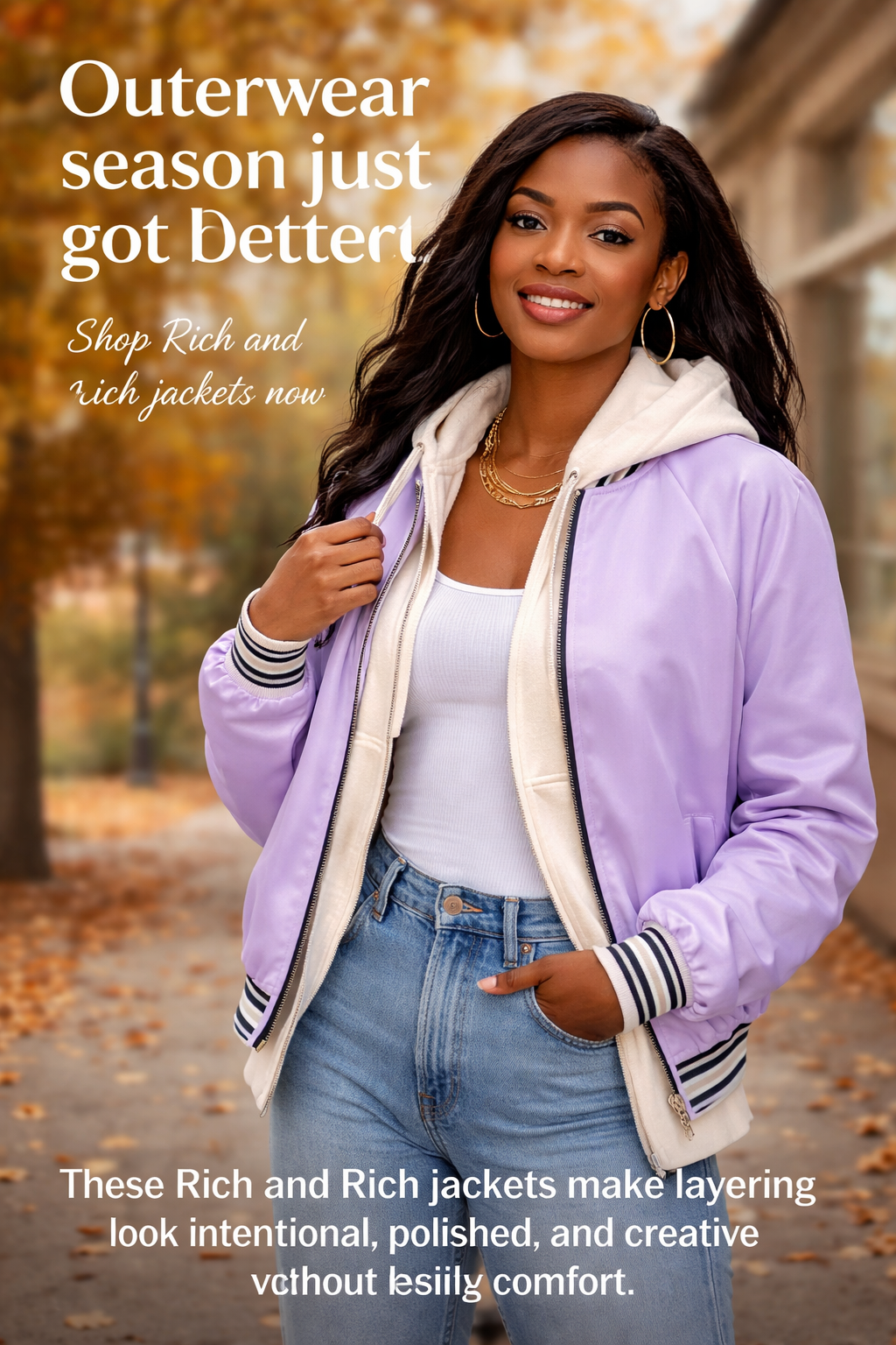 Rich and Rich Violet Bomber Jacket for Women