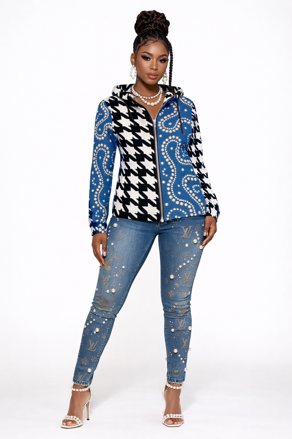 Rich and Rich Women's Print Full Zip Hoodie with vibrant designer print and front zipper