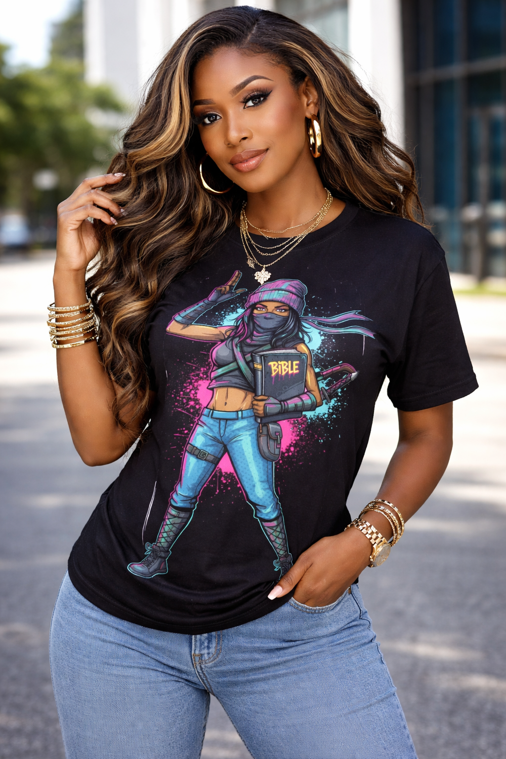 Rich and Rich Women's Inspirational Black T-Shirt featuring motivational design