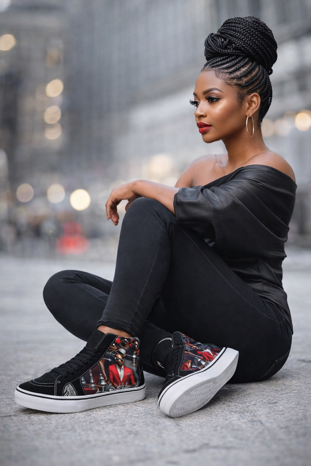 Rich and Rich Caricature Women's High Top Sneakers