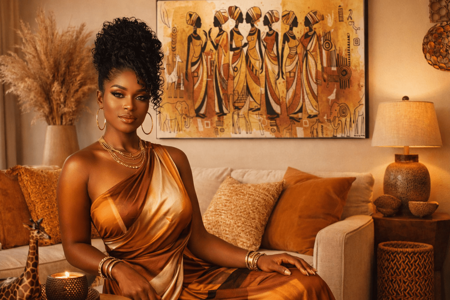 32 x 24 canvas wall art depicting African women in a stylized group portrait