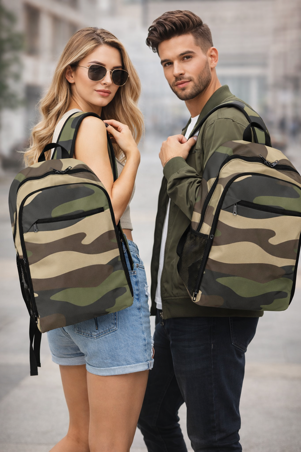 Rich and Rich Camo Green Unisex Leisure Sports Backpack