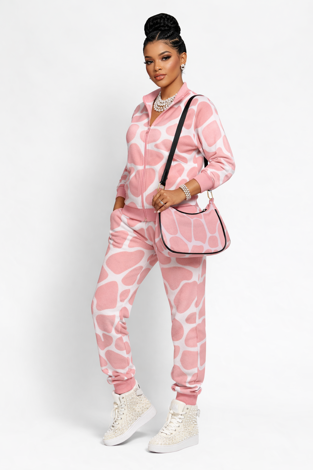 Rich and Rich Pink Safari Print Women's Shoulder Bag