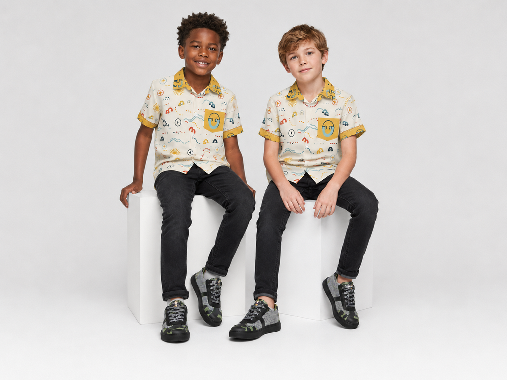 Rich and Rich Yellow Unisex Designer Children's Short Sleeved Shirt