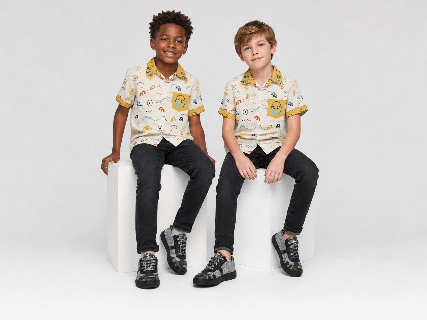 Rich and Rich Yellow Unisex Designer Children's Short Sleeved Shirt