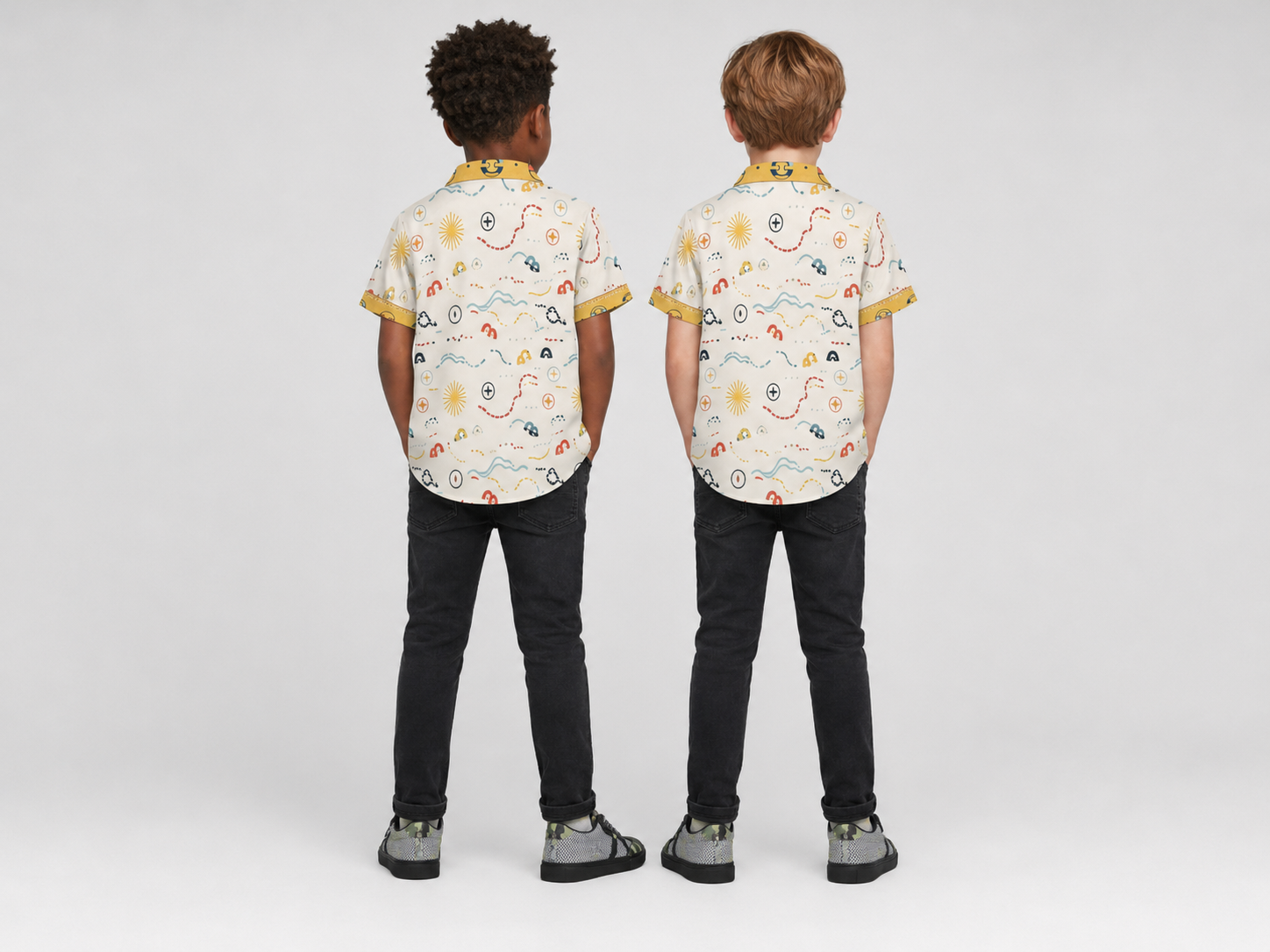 Rich and Rich Yellow Unisex Designer Children's Short Sleeved Shirt