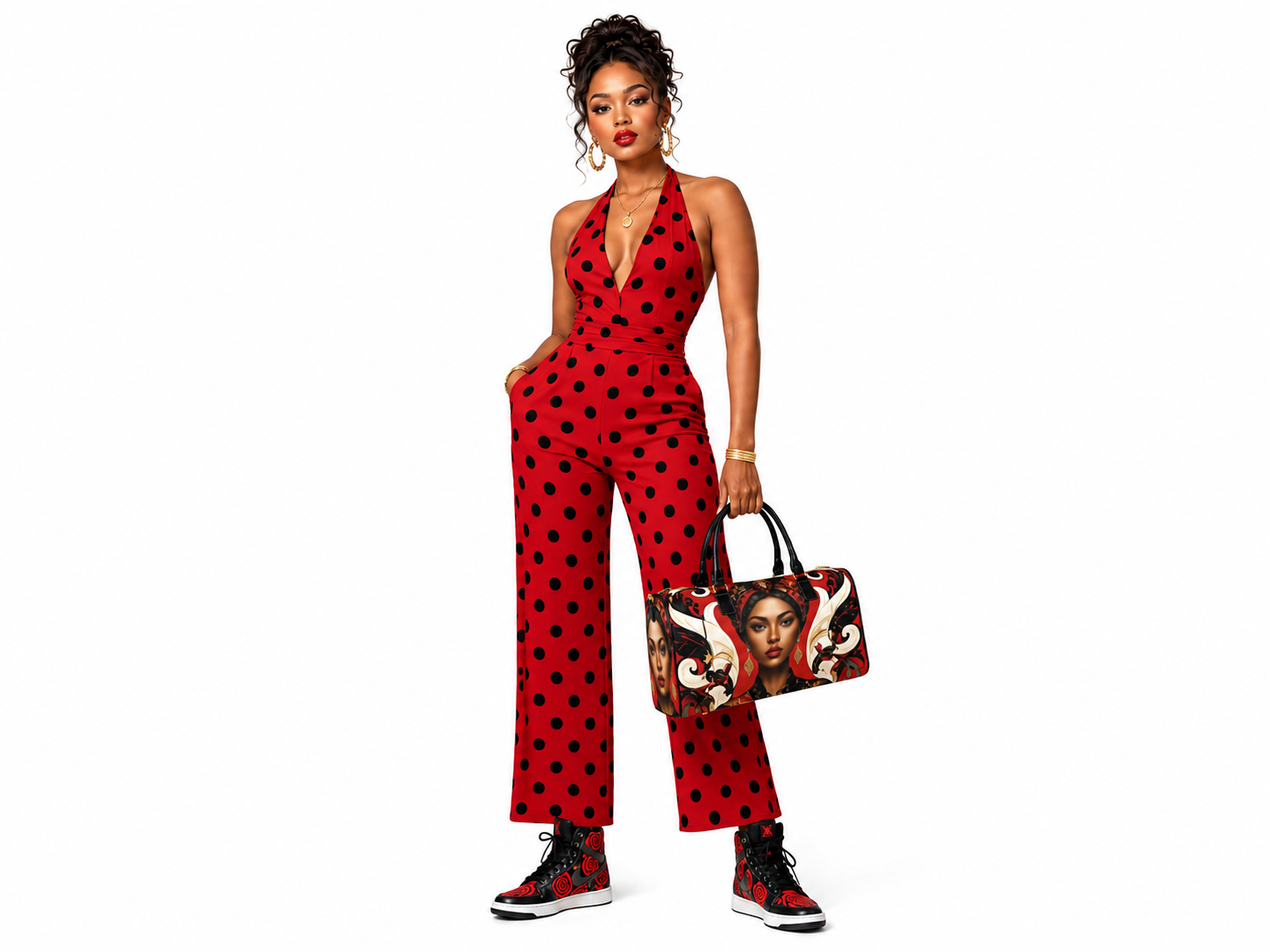 Rich and Rich Red Caricature Leather Travel Bag | Large Capacity 1200D Nylon Gym & Travel Duffel Bag