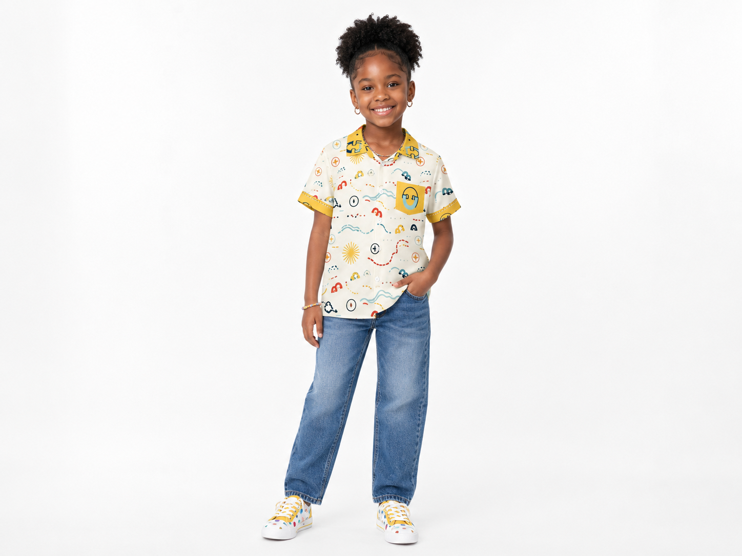 Rich and Rich Yellow Unisex Designer Children's Short Sleeved Shirt