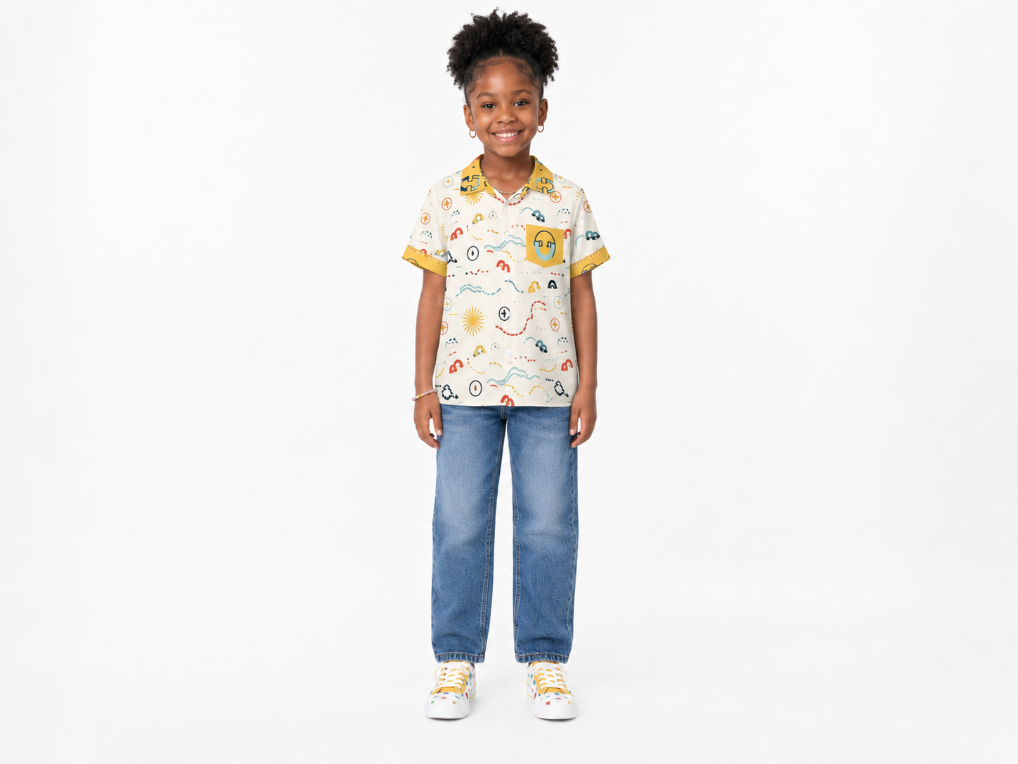 Rich and Rich Yellow Unisex Designer Children's Short Sleeved Shirt