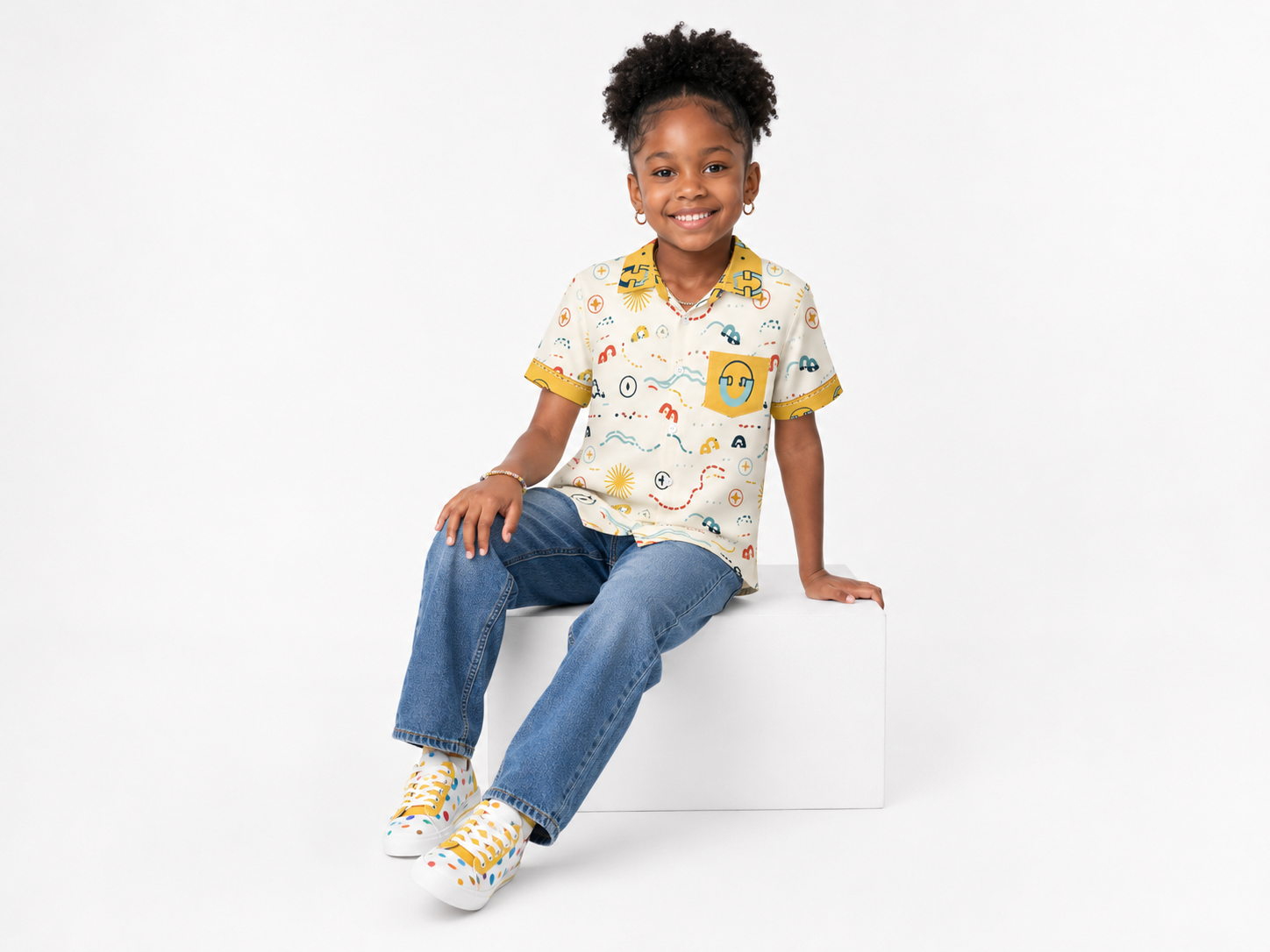 Rich and Rich Yellow Unisex Designer Children's Short Sleeved Shirt