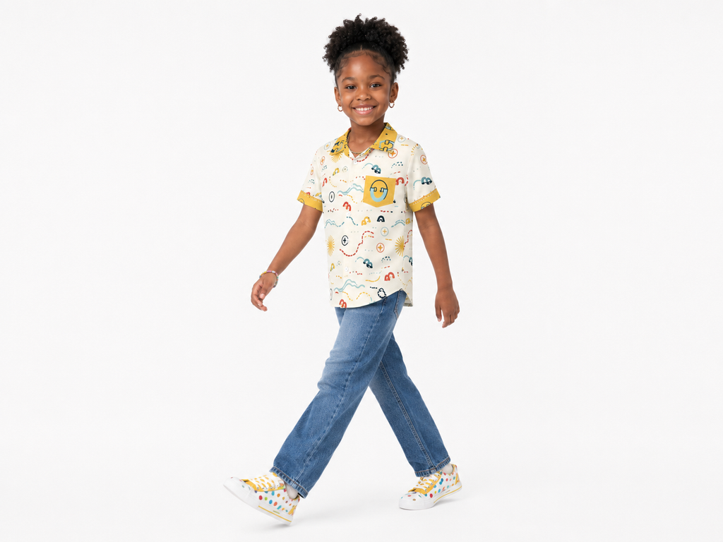 Rich and Rich Yellow Unisex Designer Children's Short Sleeved Shirt