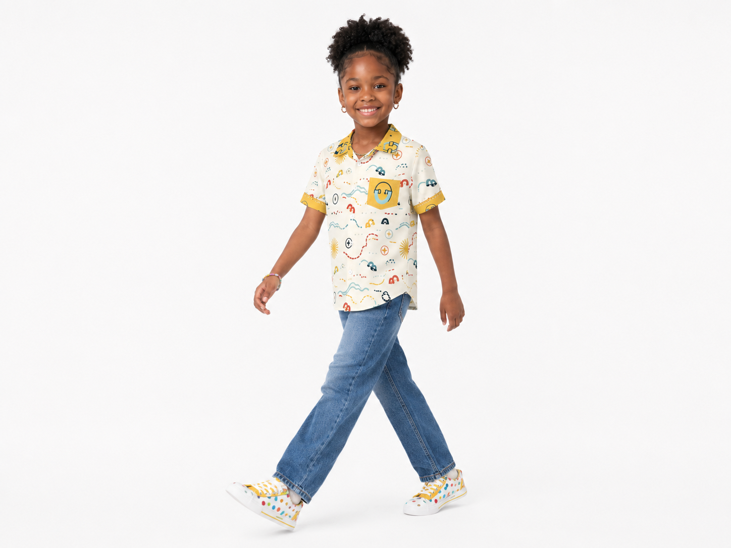 Rich and Rich Yellow Unisex Designer Children's Short Sleeved Shirt
