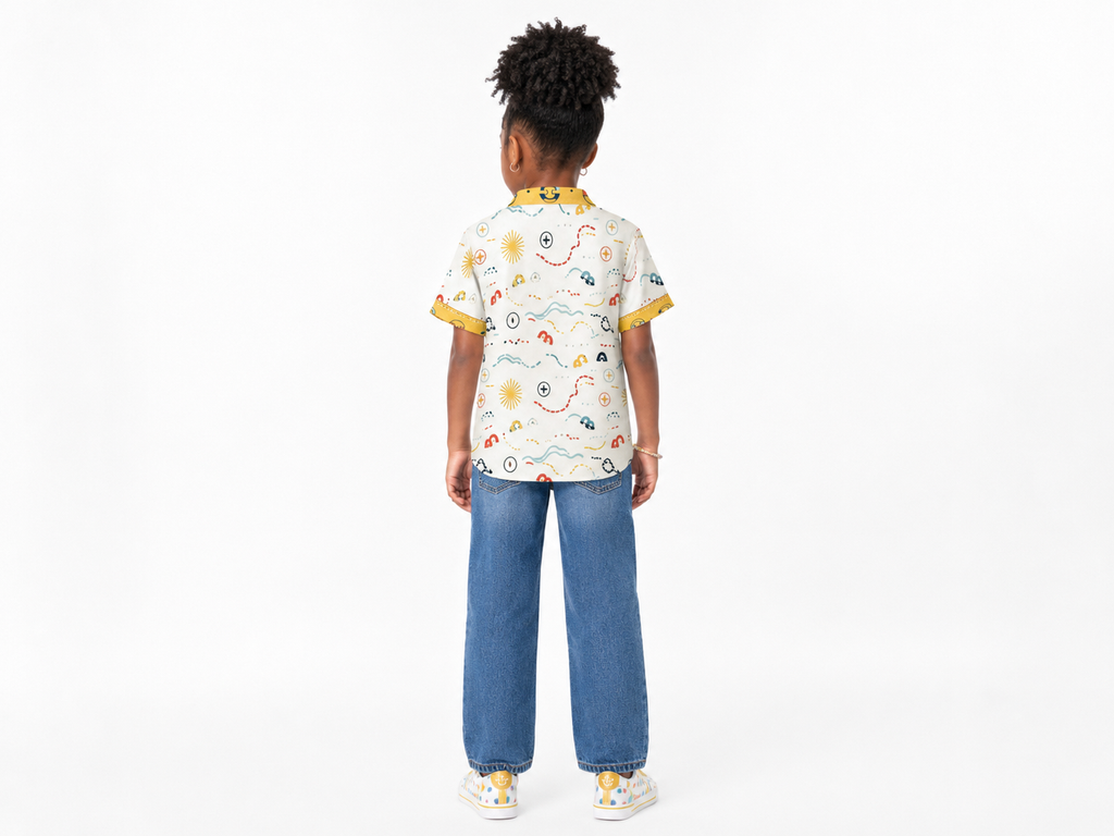 Rich and Rich Yellow Unisex Designer Children's Short Sleeved Shirt