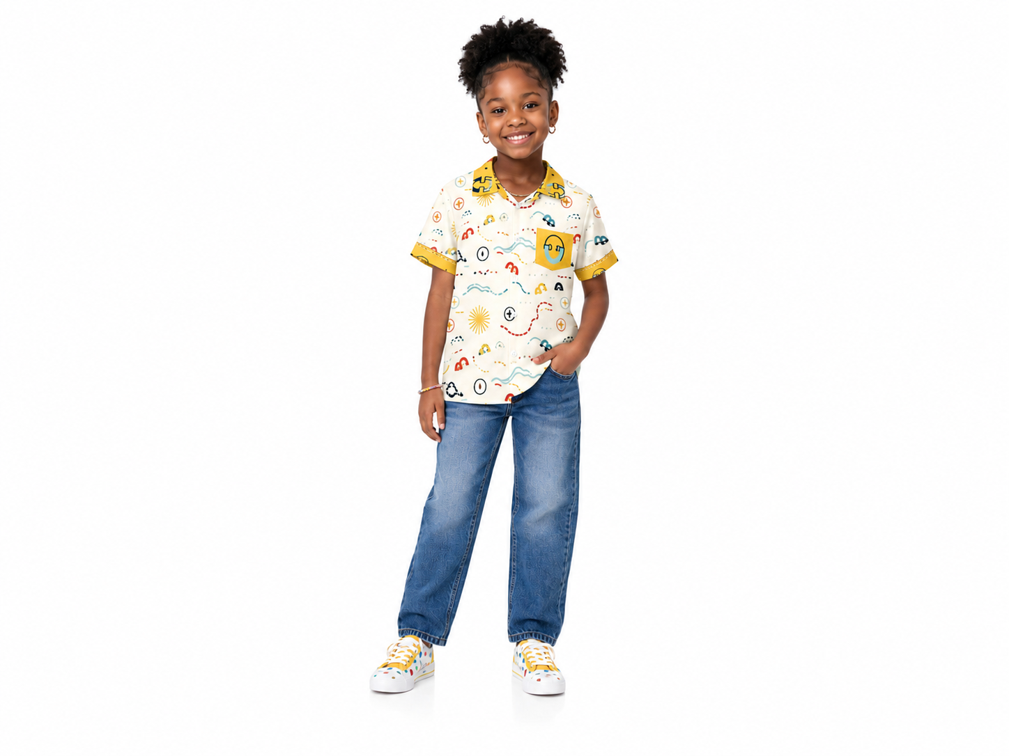 Rich and Rich Yellow Unisex Designer Children's Short Sleeved Shirt