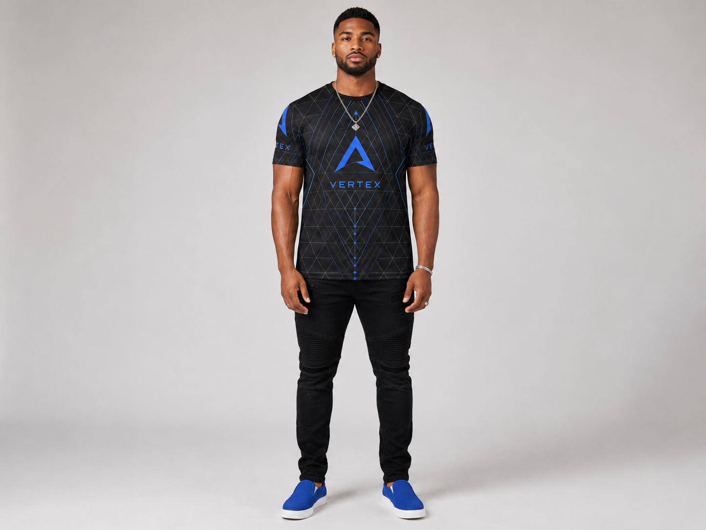 Rich and Rich Men’s Black Vertex T-Shirt | All-Over Print Mesh Graphic Tee