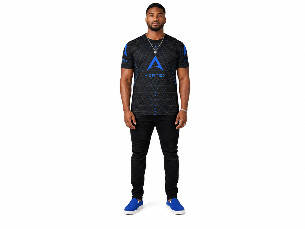 Rich and Rich Men’s Black Vertex T-Shirt | All-Over Print Mesh Graphic Tee
