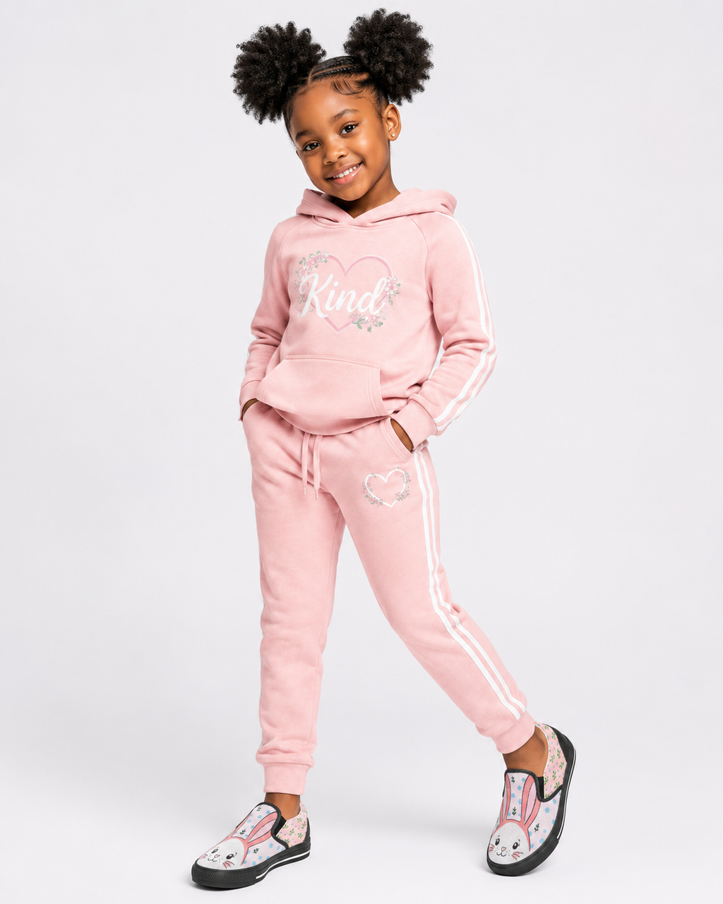 Rich and Rich Girls Pink Bunny Slip-On Canvas Shoes | Cute Bunny Print Kids Sneakers