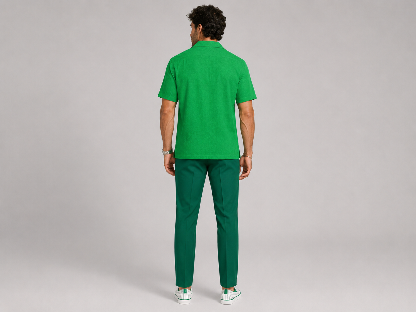 Rich and Rich Men’s Green Hawaiian Golf Shirt | 4-Way Stretch Short Sleeve Resort Polo Shirt