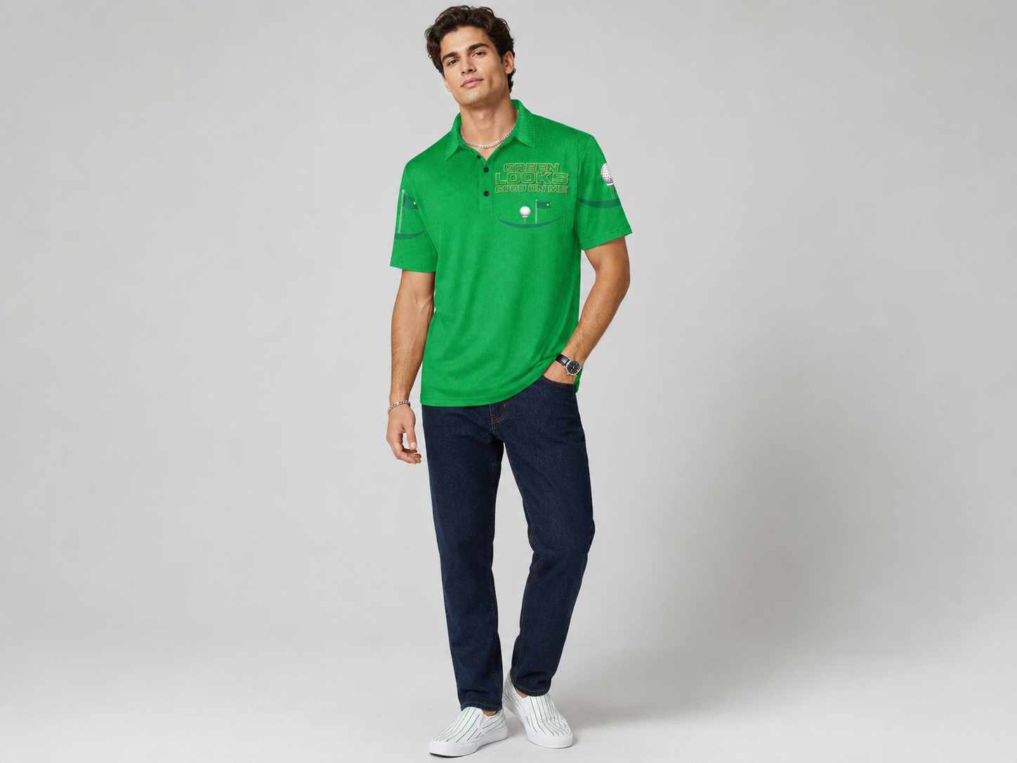 Rich and Rich Men’s Green Polo Golf Shirt | Soft Breathable Polyester Golf Polo
