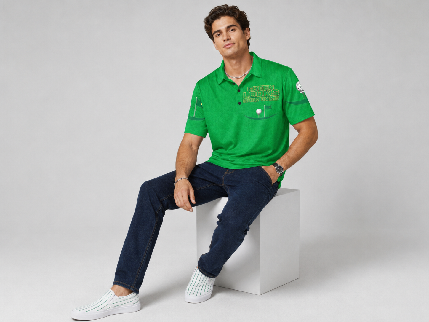 Rich and Rich Men’s Green Polo Golf Shirt | Soft Breathable Polyester Golf Polo