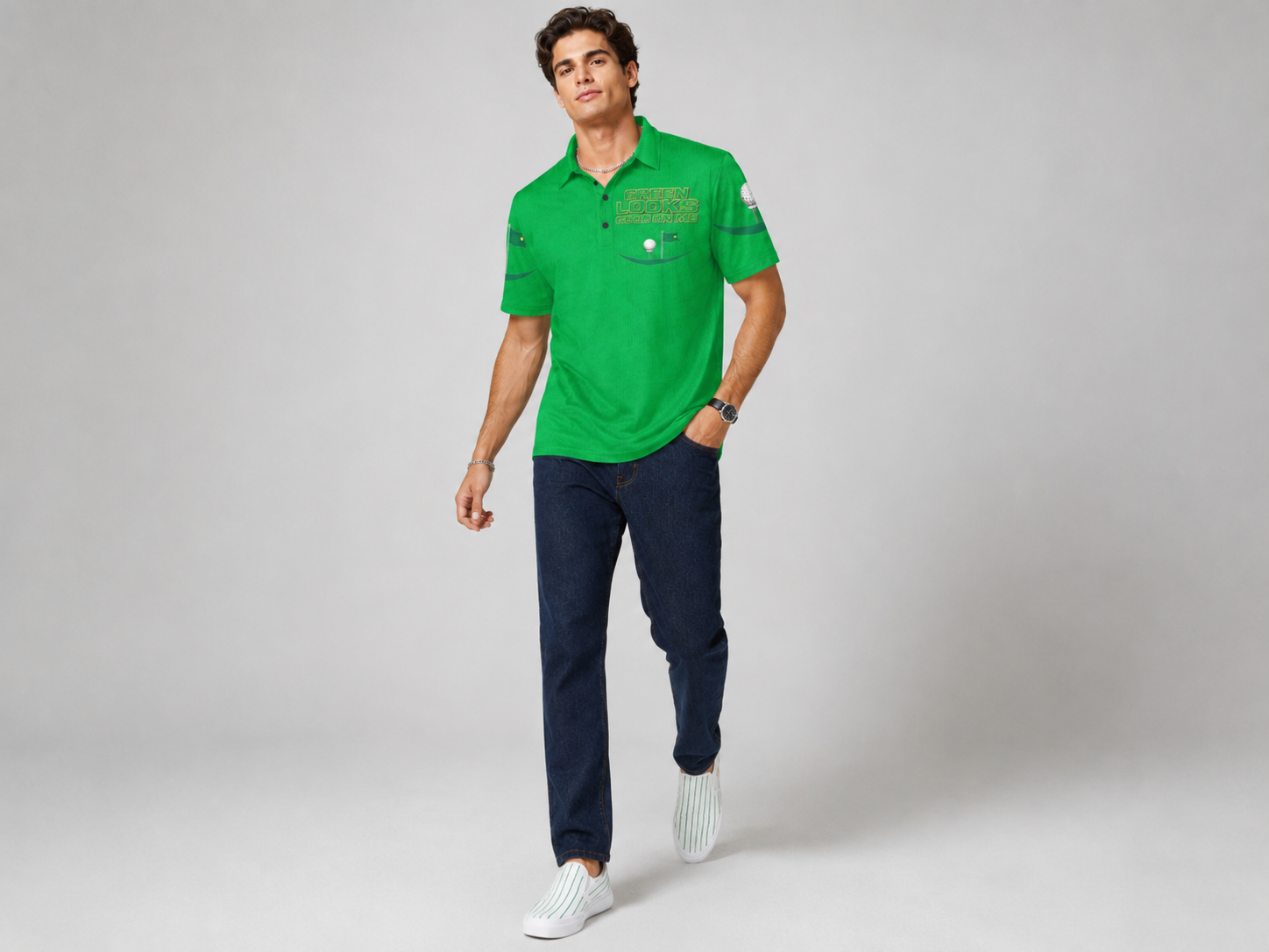 Rich and Rich Men’s Green Polo Golf Shirt | Soft Breathable Polyester Golf Polo