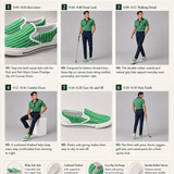 Men's green pinstripe canvas slip-on sneakers with elastic goring and rubber outsole — additional view 17