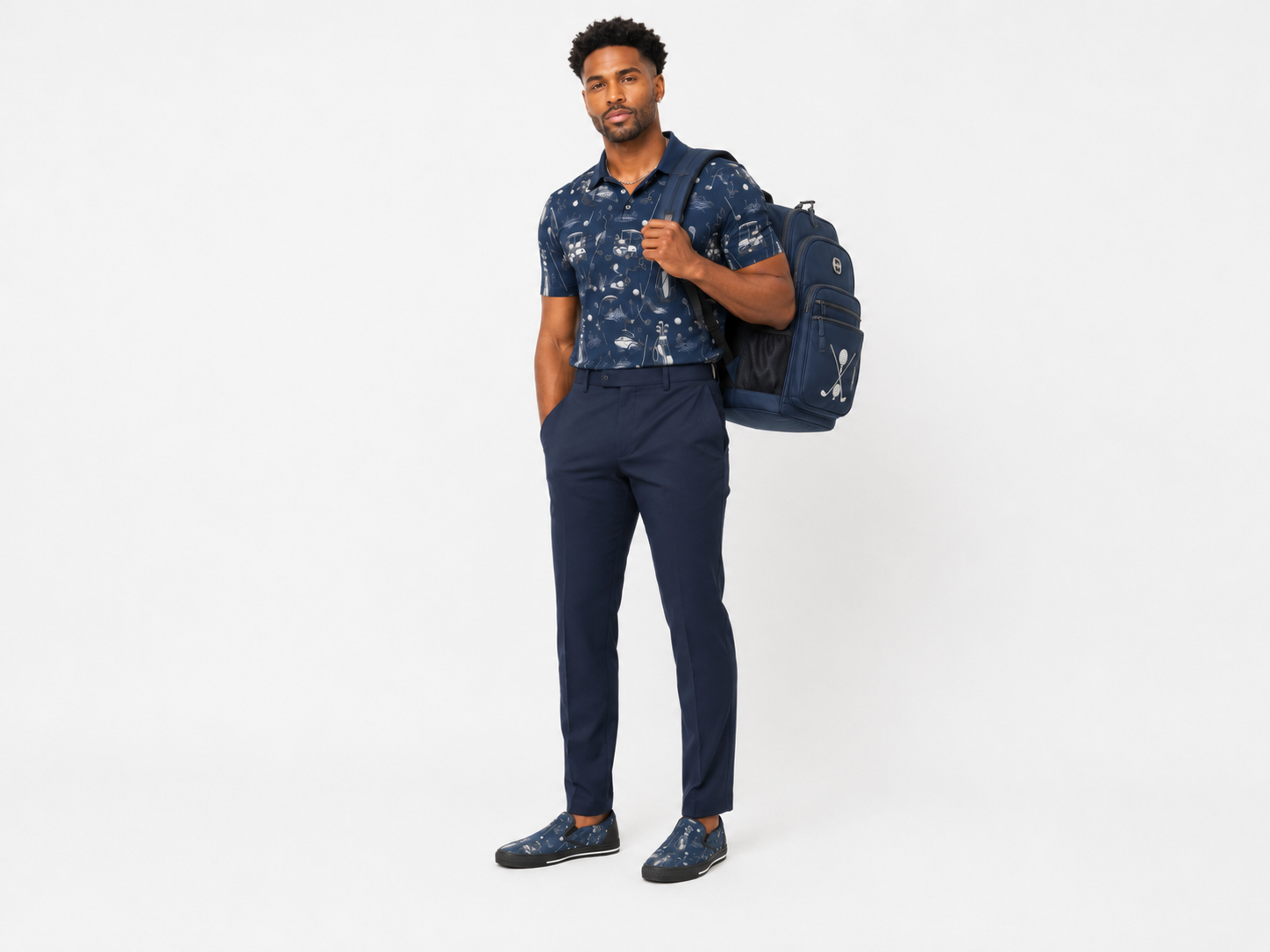 Rich and Rich Men’s Golfing Navy Blue Slip-On Canvas Shoes | Comfortable Casual Golf-Inspired Sneakers