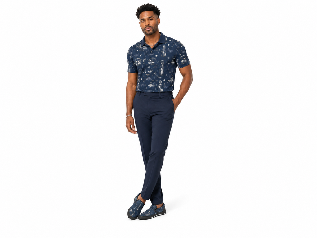 Rich and Rich Men’s Golfing Navy Blue Slip-On Canvas Shoes | Comfortable Casual Golf-Inspired Sneakers