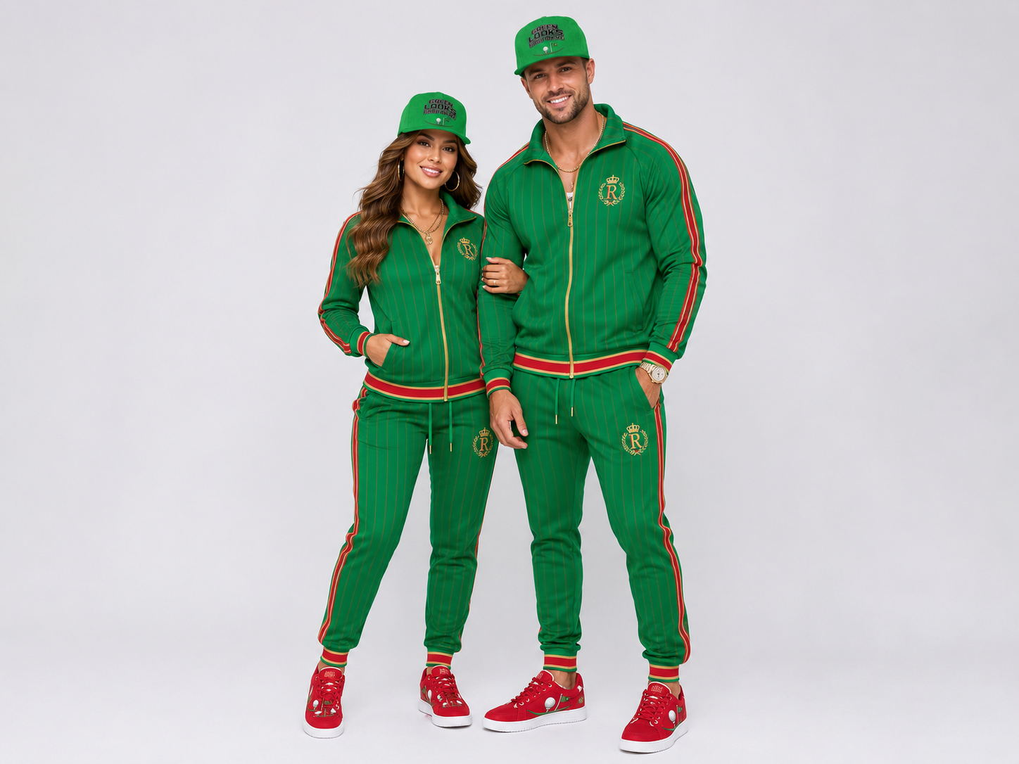 Rich and Rich Unisex Green Golfing Snapback Hat | All-Over Print Adjustable Flat Brim Cap