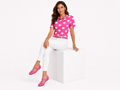 Rich and Rich Women’s Pink Polka Dot Golfers Polo Shirt | Lightweight Breathable Pique Golf Polo