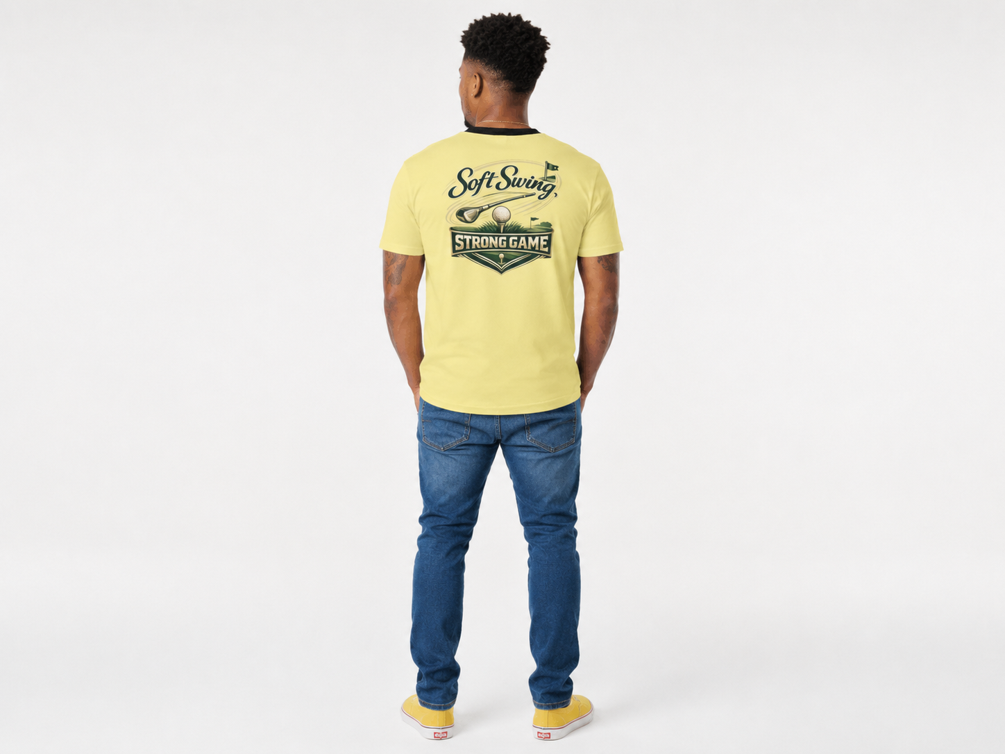Rich and Rich Men’s Yellow Golfing T-Shirt | Breathable All-Over Print Mesh Golf Tee for Men