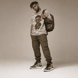 Camo green high-top men's sneakers with synthetic leather panels and rubber outsole — alternate view