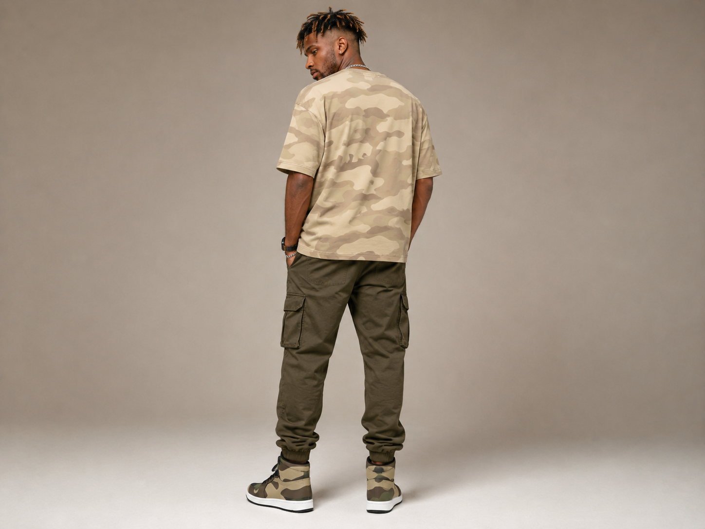 Rich and Rich Camo Green Men’s High Top Sneakers | Custom Streetwear Sneakers with Synthetic Leather & Rubber Outsole
