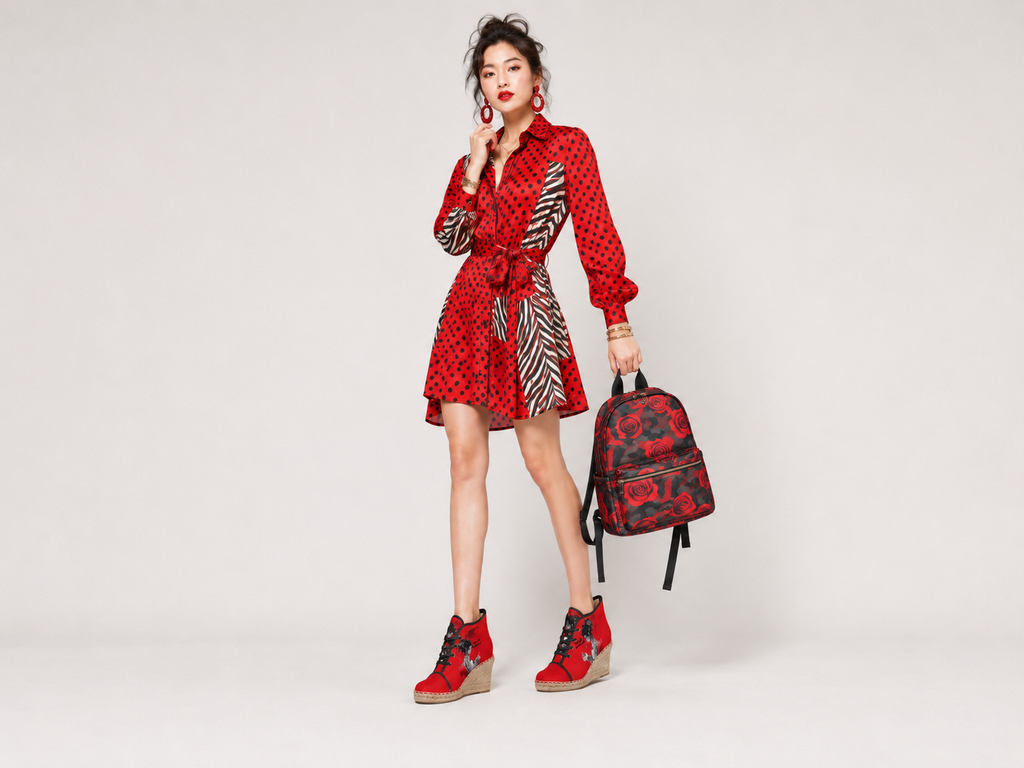 R&RH Women’s Caricature Red Wedge Espadrilles | Designer Jute Platform Shoes