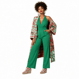 Red and mint green checkered wedge espadrilles with jute platform and non-slip rubber sole — product detail