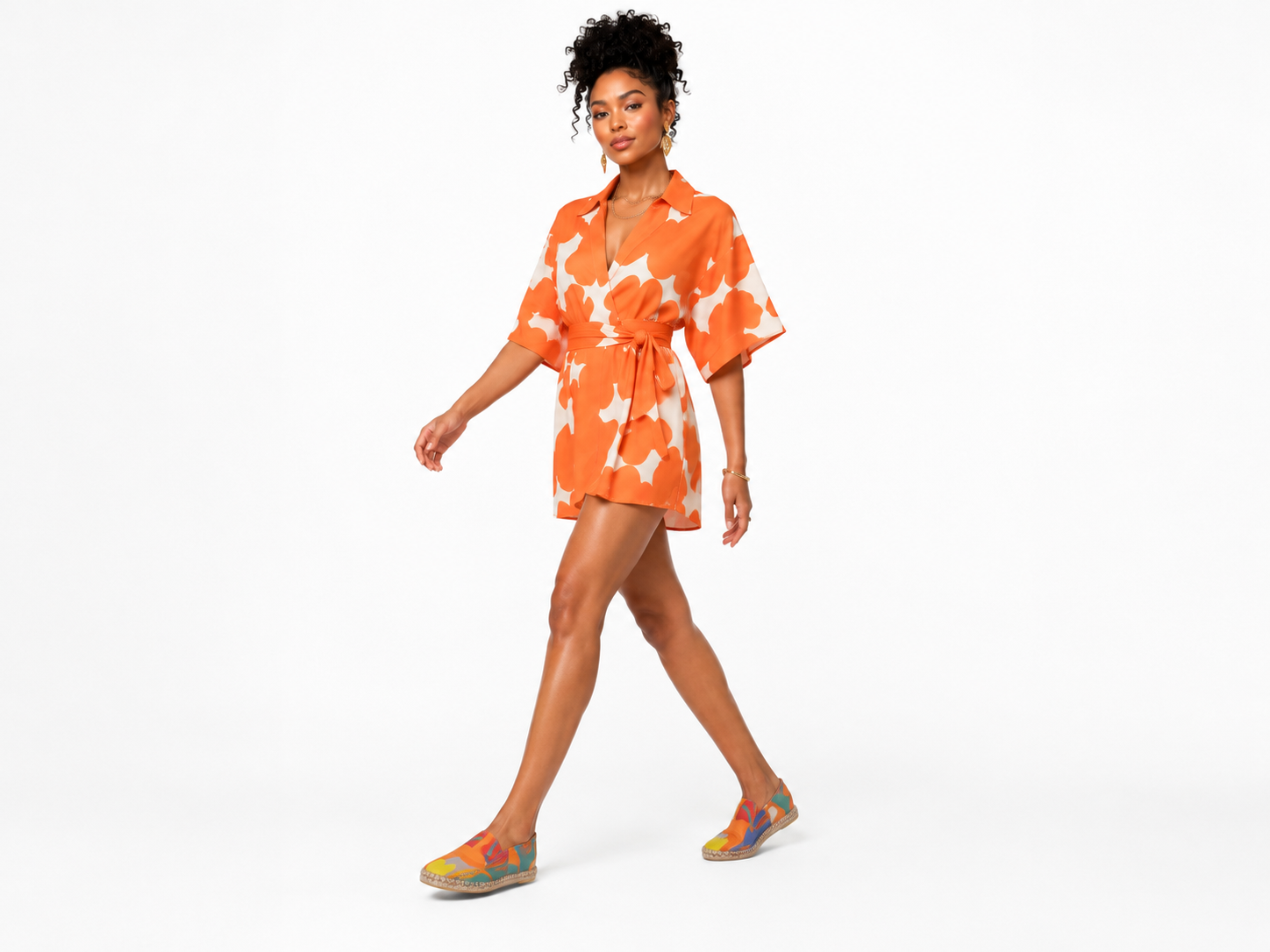 Rich and Rich Orange Abstract Unisex Espadrilles | Artistic Handmade Casual Shoes for Men and Women