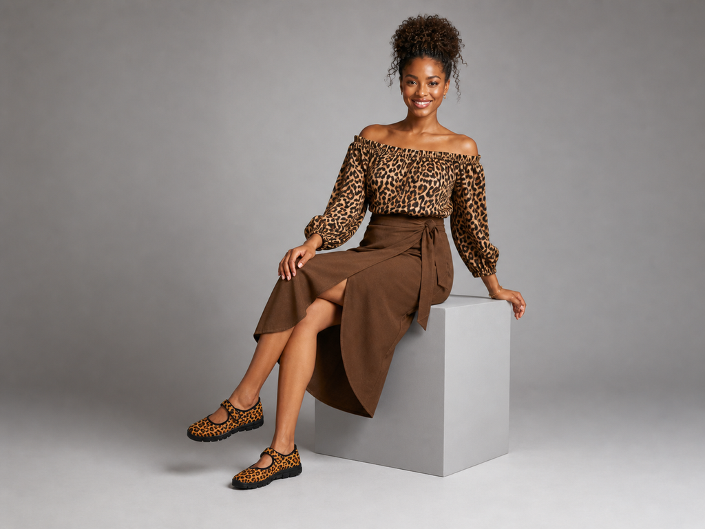 Rich and Rich Brown Animal Print Women's Mary Jane's